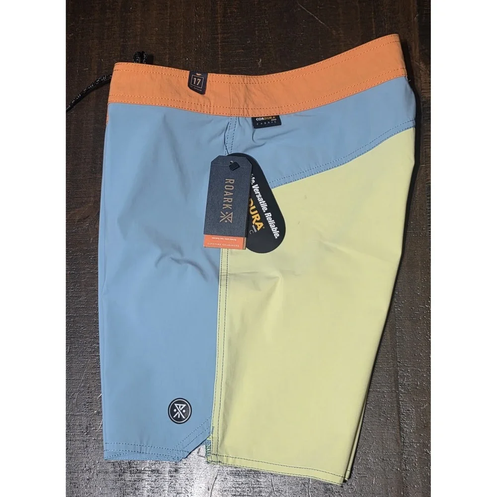 Roark Mens 28 The Boatman 2.0 Boardshorts NWT Blue Orange Surf Swim Trunks 17